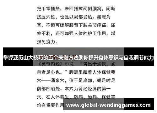 掌握亚历山大技巧的五个关键方法助你提升身体意识与自我调节能力