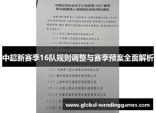 中超新赛季16队规则调整与赛季预案全面解析