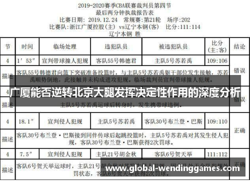广厦能否逆转北京大腿发挥决定性作用的深度分析